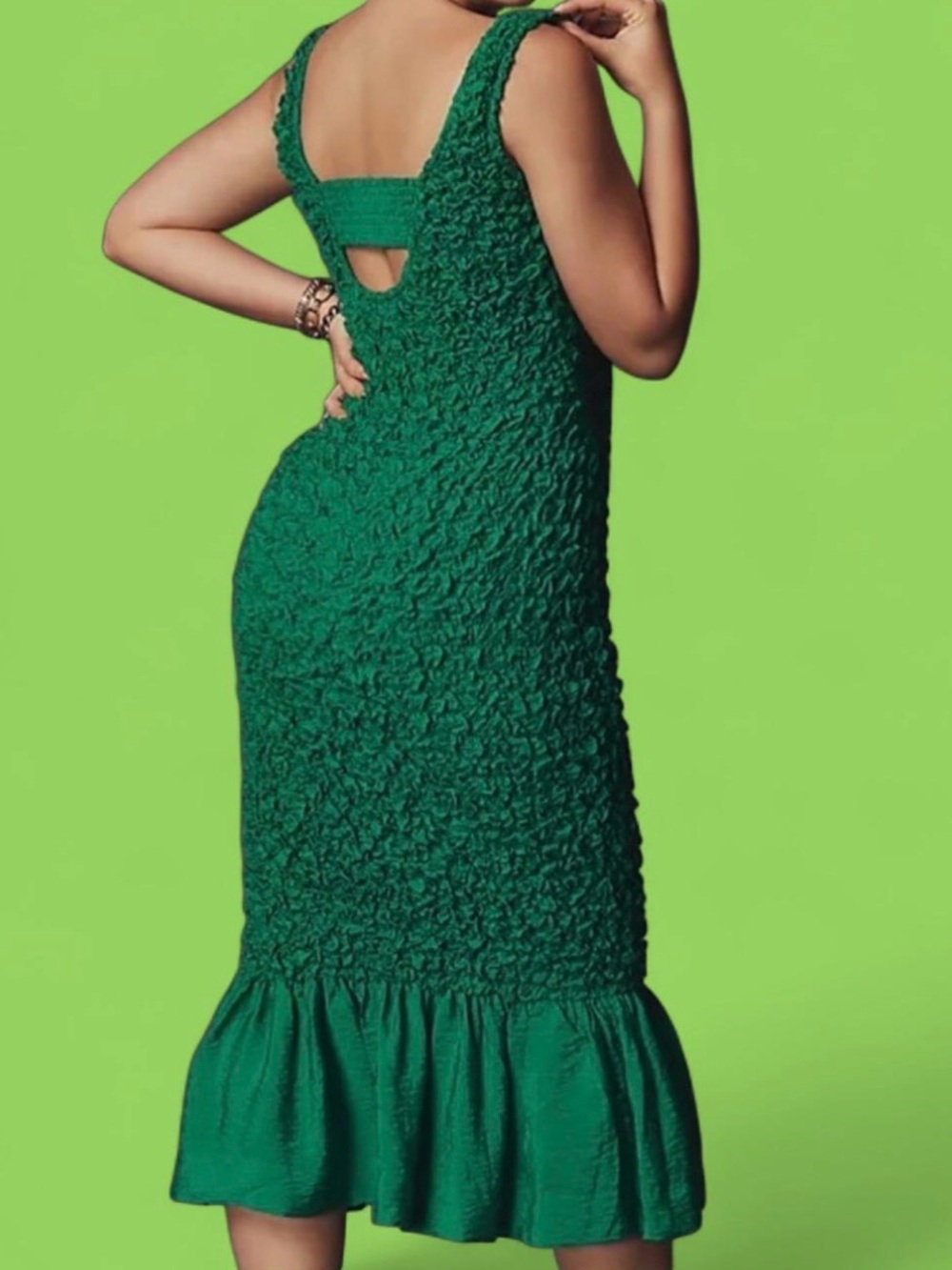Anthropologie pebble smocked midi